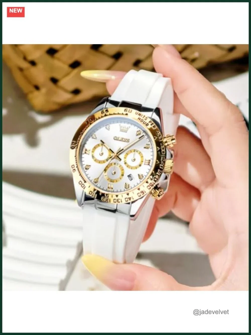 Women's Silicone Strap Chronograph Watch Quartz Luminous Calendar 38mm